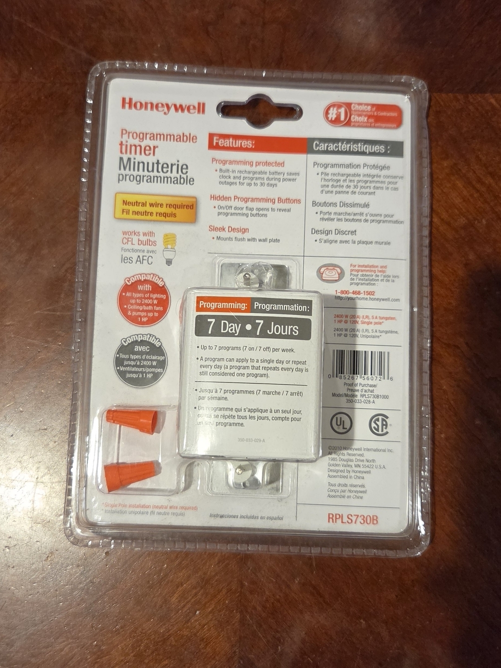 Honeywell ECONOSwitch 7-Day Programmable Timer Switch RPLS730B NIB Single Pole